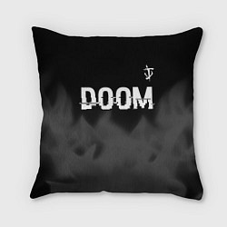 Подушка квадратная Doom glitch на темном фоне: символ сверху, цвет: 3D-принт