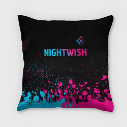 Подушка квадратная Nightwish - neon gradient: символ сверху, цвет: 3D-принт