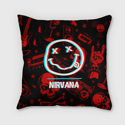 Подушка квадратная Nirvana rock glitch, цвет: 3D-принт