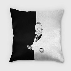 Подушка квадратная Homer Simpson - black and white, цвет: 3D-принт