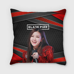 Подушка квадратная Rose Blackpink black red, цвет: 3D-принт