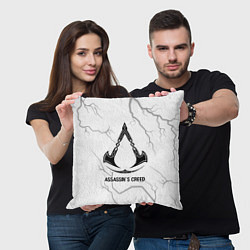 Подушка квадратная Assassins Creed glitch на светлом фоне, цвет: 3D-принт — фото 2