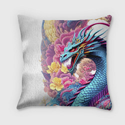 Подушка квадратная Свирепый дракон - татуировка - ирезуми - Япония, цвет: 3D-принт
