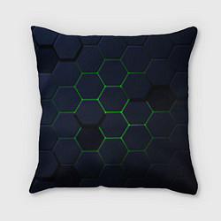 Подушка квадратная Honeycombs green, цвет: 3D-принт