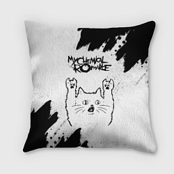 Подушка квадратная My Chemical Romance рок кот на светлом фоне, цвет: 3D-принт