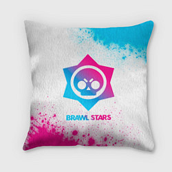 Подушка квадратная Brawl Stars neon gradient style, цвет: 3D-принт