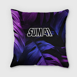 Подушка квадратная Sum41 neon monstera, цвет: 3D-принт