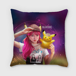 Подушка квадратная Jisoo and Pikachu, цвет: 3D-принт