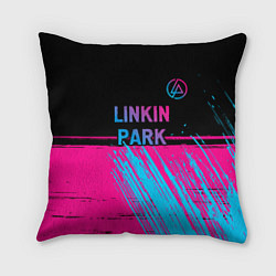 Подушка квадратная Linkin Park - neon gradient: символ сверху, цвет: 3D-принт