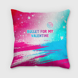 Подушка квадратная Bullet For My Valentine neon gradient style: симво, цвет: 3D-принт