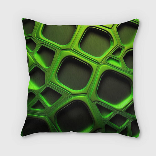 Подушка квадратная Объемные зеленые соты / 3D-принт – фото 2