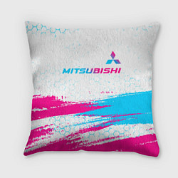 Подушка квадратная Mitsubishi neon gradient style: символ сверху, цвет: 3D-принт