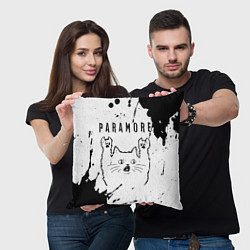 Подушка квадратная Paramore рок кот на светлом фоне, цвет: 3D-принт — фото 2