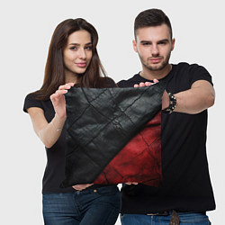 Подушка квадратная Черно - красная кожа, цвет: 3D-принт — фото 2
