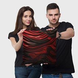 Подушка квадратная Кожаная красная и черная текстура, цвет: 3D-принт — фото 2