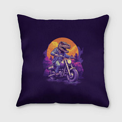 Подушка квадратная Динозавр на мотоцикле, цвет: 3D-принт