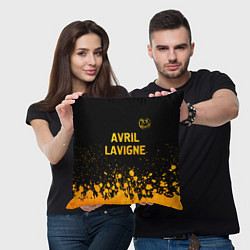 Подушка квадратная Avril Lavigne - gold gradient: символ сверху, цвет: 3D-принт — фото 2