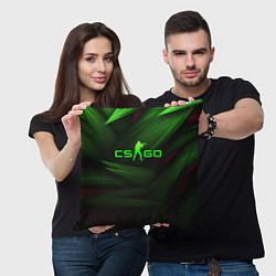 Подушка квадратная CS GO green logo, цвет: 3D-принт — фото 2
