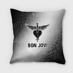Подушка квадратная Bon Jovi glitch на светлом фоне, цвет: 3D-принт