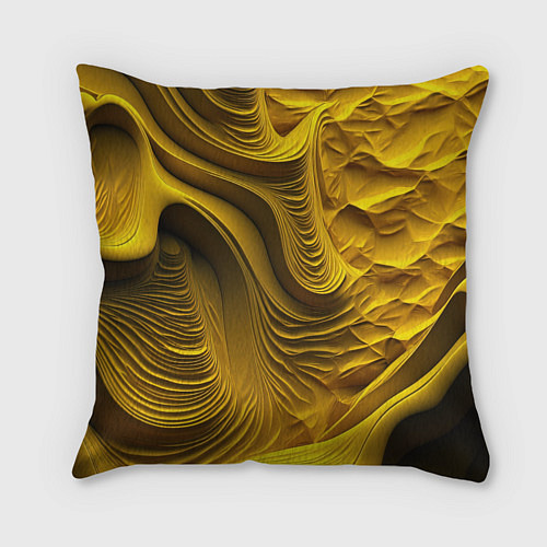 Подушка квадратная Объемная желтая текстура / 3D-принт – фото 2