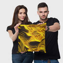Подушка квадратная Желтая объемная текстура, цвет: 3D-принт — фото 2