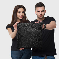 Подушка квадратная Черная текстура из кожи, цвет: 3D-принт — фото 2