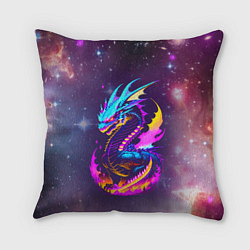 Подушка квадратная Space dragon - neon glow - neural network, цвет: 3D-принт