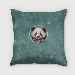 Подушка квадратная Милая мордочка панды с бамбуком, цвет: 3D-принт