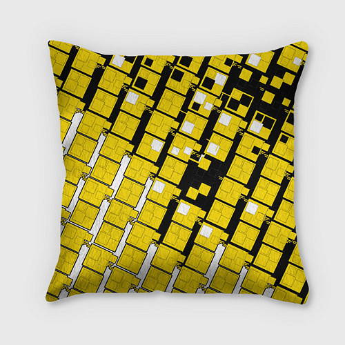 Подушка квадратная Киберпанк квадраты жёлтые / 3D-принт – фото 2