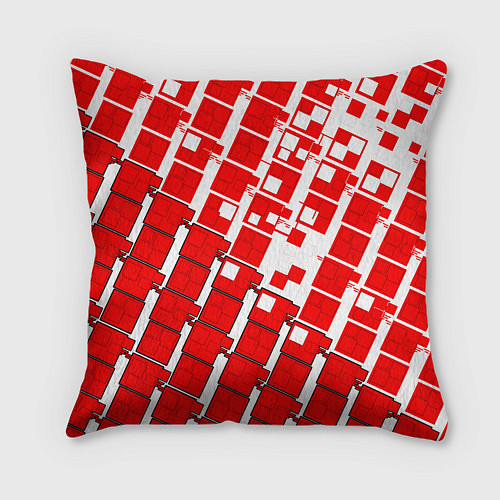Подушка квадратная Киберпанк квадраты красные / 3D-принт – фото 2