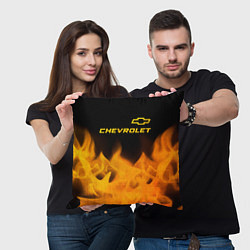 Подушка квадратная Chevrolet - gold gradient: символ сверху, цвет: 3D-принт — фото 2