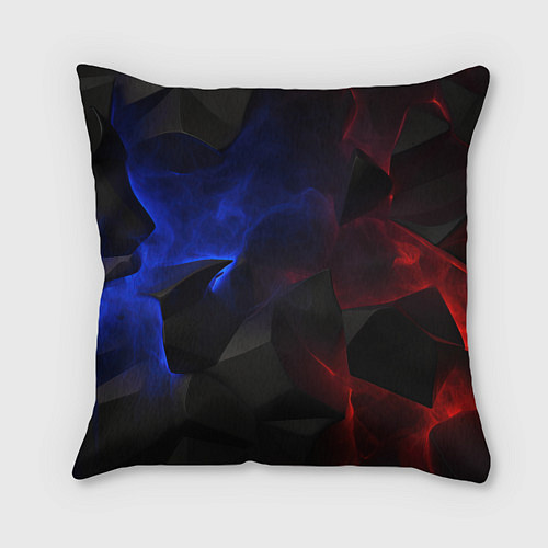 Подушка квадратная Синие черные красные плиты / 3D-принт – фото 2