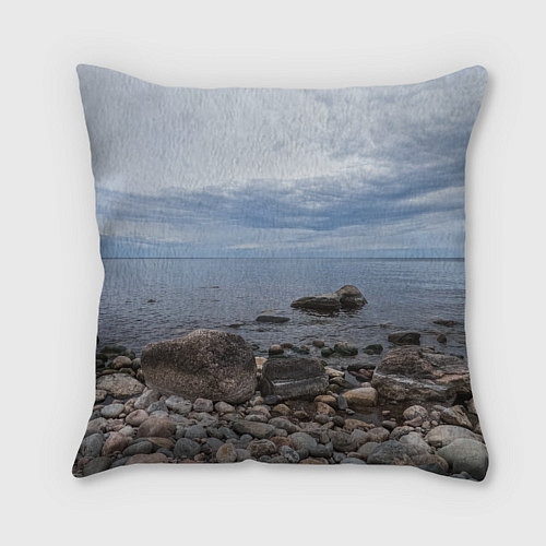 Подушка квадратная Ладожское озеро / 3D-принт – фото 2