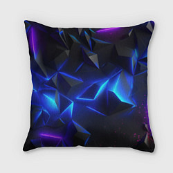 Подушка квадратная Blue dark neon, цвет: 3D-принт