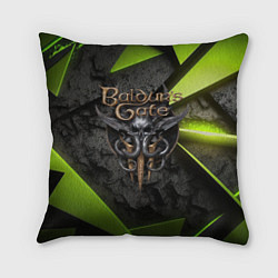 Подушка квадратная Baldurs Gate 3 logo green abstract