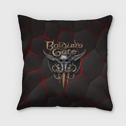 Подушка квадратная Baldurs Gate 3 logo red black geometry, цвет: 3D-принт