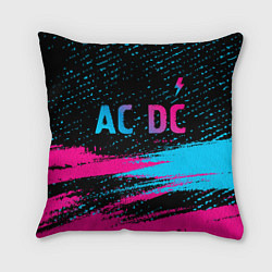 Подушка квадратная AC DC - neon gradient: символ сверху, цвет: 3D-принт