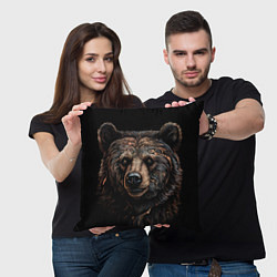Подушка квадратная Медведь крупный, цвет: 3D-принт — фото 2