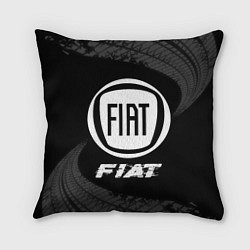 Подушка квадратная Fiat speed на темном фоне со следами шин, цвет: 3D-принт
