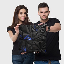 Подушка квадратная Неоновое синее свечение на черном, цвет: 3D-принт — фото 2