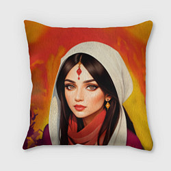 Подушка квадратная Нейросеть - индийская принцесса, цвет: 3D-принт