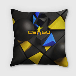 Подушка квадратная CSGO blue yellow abstract, цвет: 3D-принт