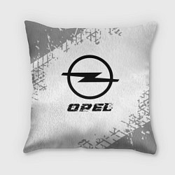 Подушка квадратная Opel speed на светлом фоне со следами шин, цвет: 3D-принт