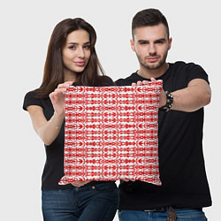 Подушка квадратная Красно-белый батик, цвет: 3D-принт — фото 2
