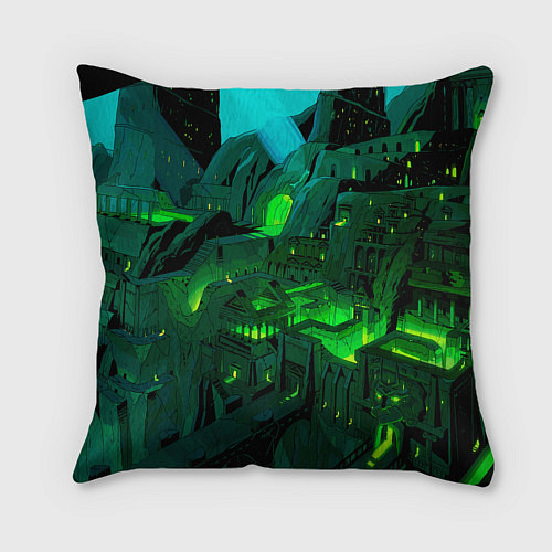Подушка квадратная Зелёный город / 3D-принт – фото 2