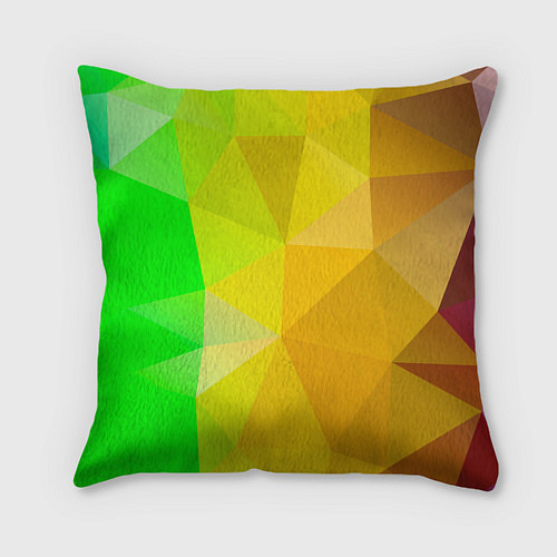 Подушка квадратная Жёлто-зелёная геометрия / 3D-принт – фото 2