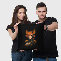 Подушка квадратная Девушка лисица геймер, цвет: 3D-принт — фото 2