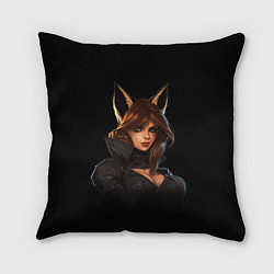 Подушка квадратная Девушка с ушами лисы, цвет: 3D-принт