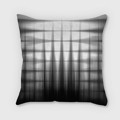 Подушка квадратная Черная градиентная клетка / 3D-принт – фото 2
