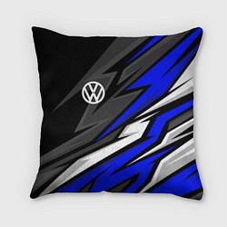 Подушка квадратная Volkswagen - Синяя абстракция, цвет: 3D-принт